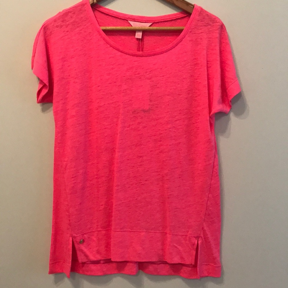 Lilly Pulitzer NWT Linen Hot Pink Tee